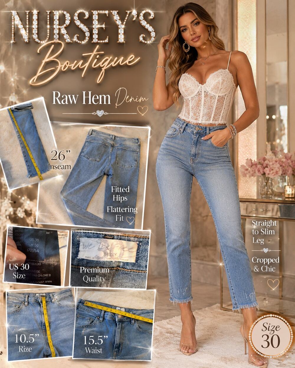 We The Free Free People Size 30 Light Wash Raw Hem Straight Ankle Jeans